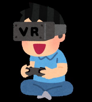VRゲームをプレイする人のイラスト（ゲームパッド）
