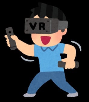 VRゲームをプレイする人のイラスト（モーションコントローラー）