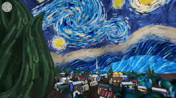 ゴッホ「星月夜」を絵の中に入り地上から見上げる